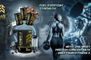 Fab Sports Fitness X whey protein concentrate with 24g protein, featuring athletes and gym visuals.