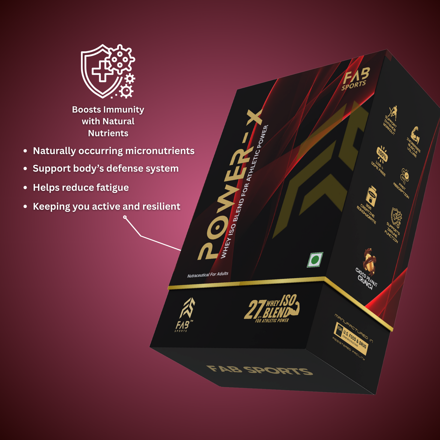 Power X – 27g Whey Isolate Blend Choco-Peanut Crunch 30 Sachets