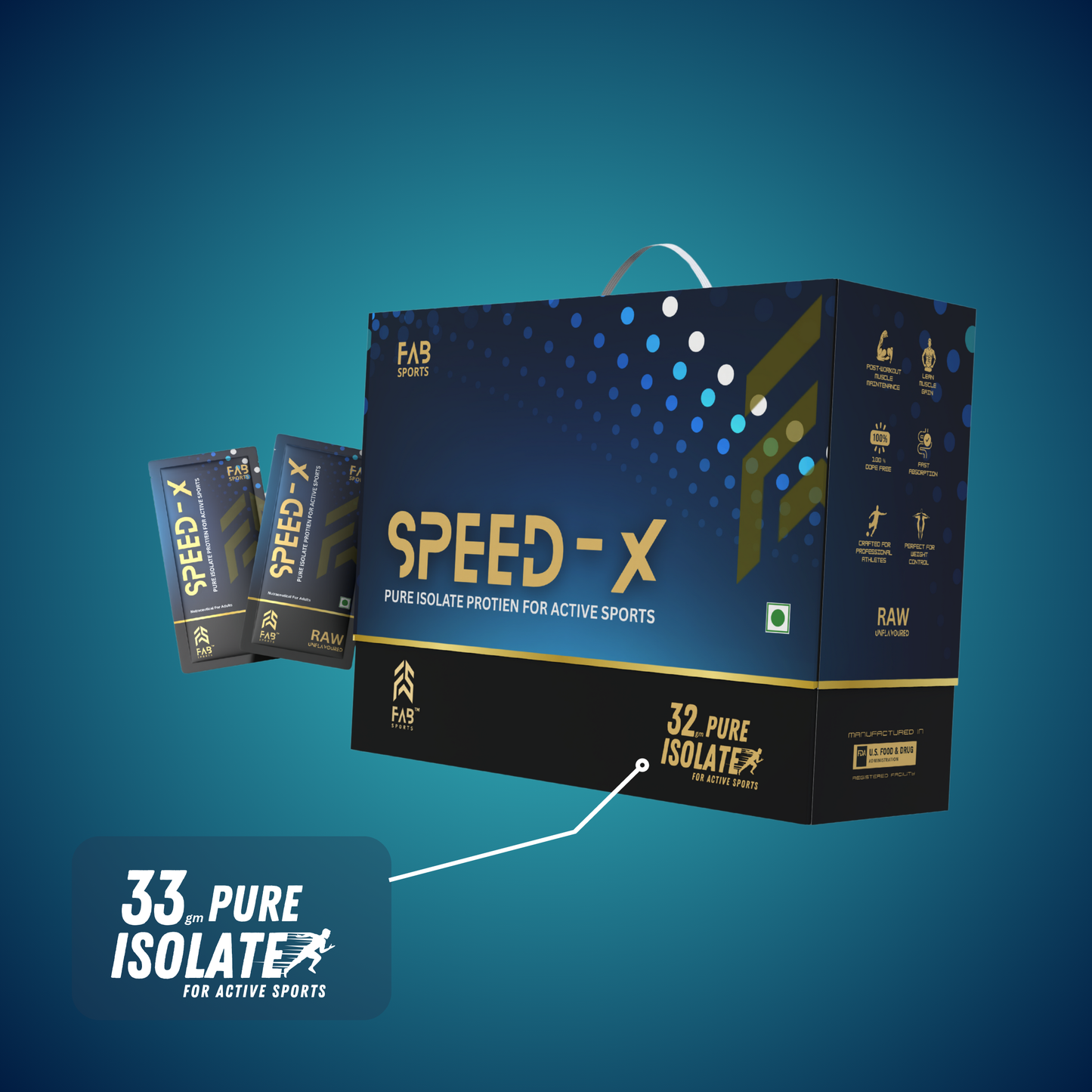Speed X – 33g Pure Isolate Protein Raw Unflavoured 60 Sachets