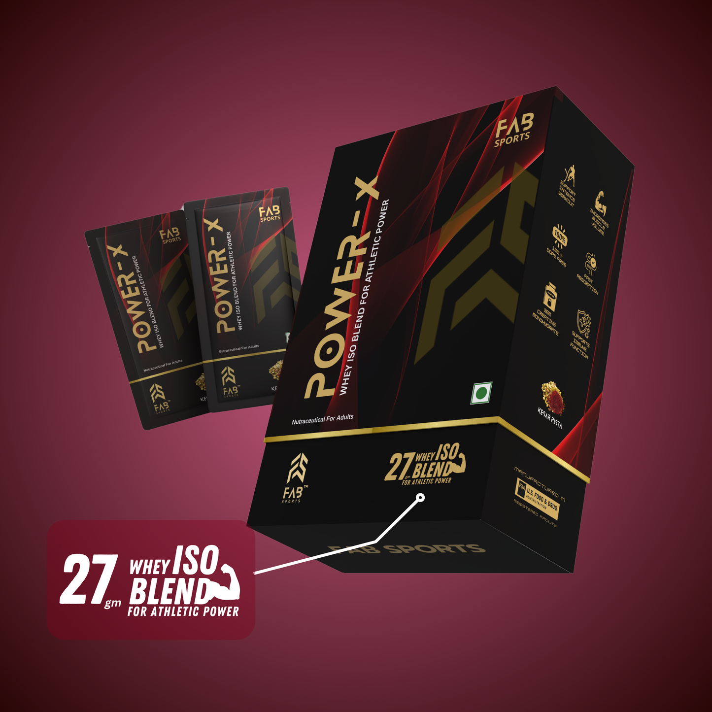Power X – 27g Whey Isolate Blend Kesar Pista 30 Sachets