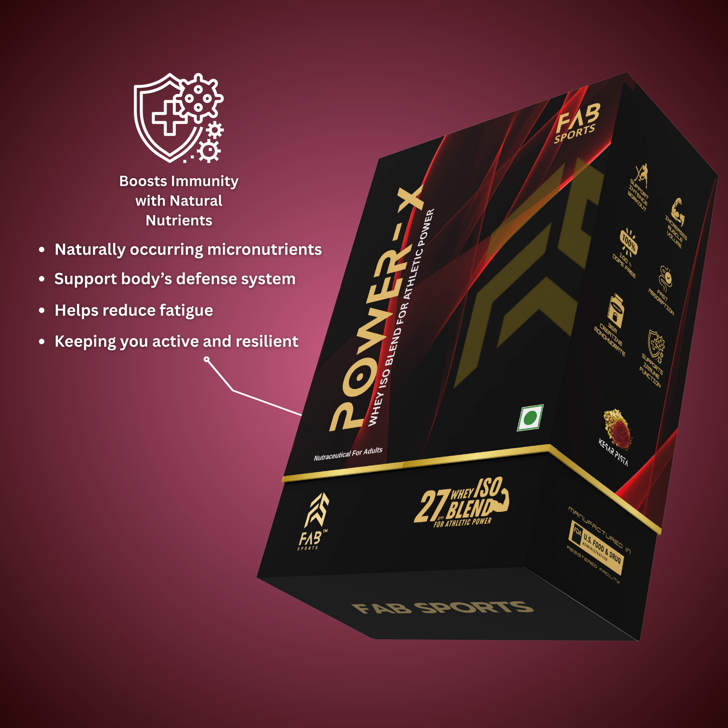 Power X – 27g Whey Isolate Blend Kesar Pista 30 Sachets
