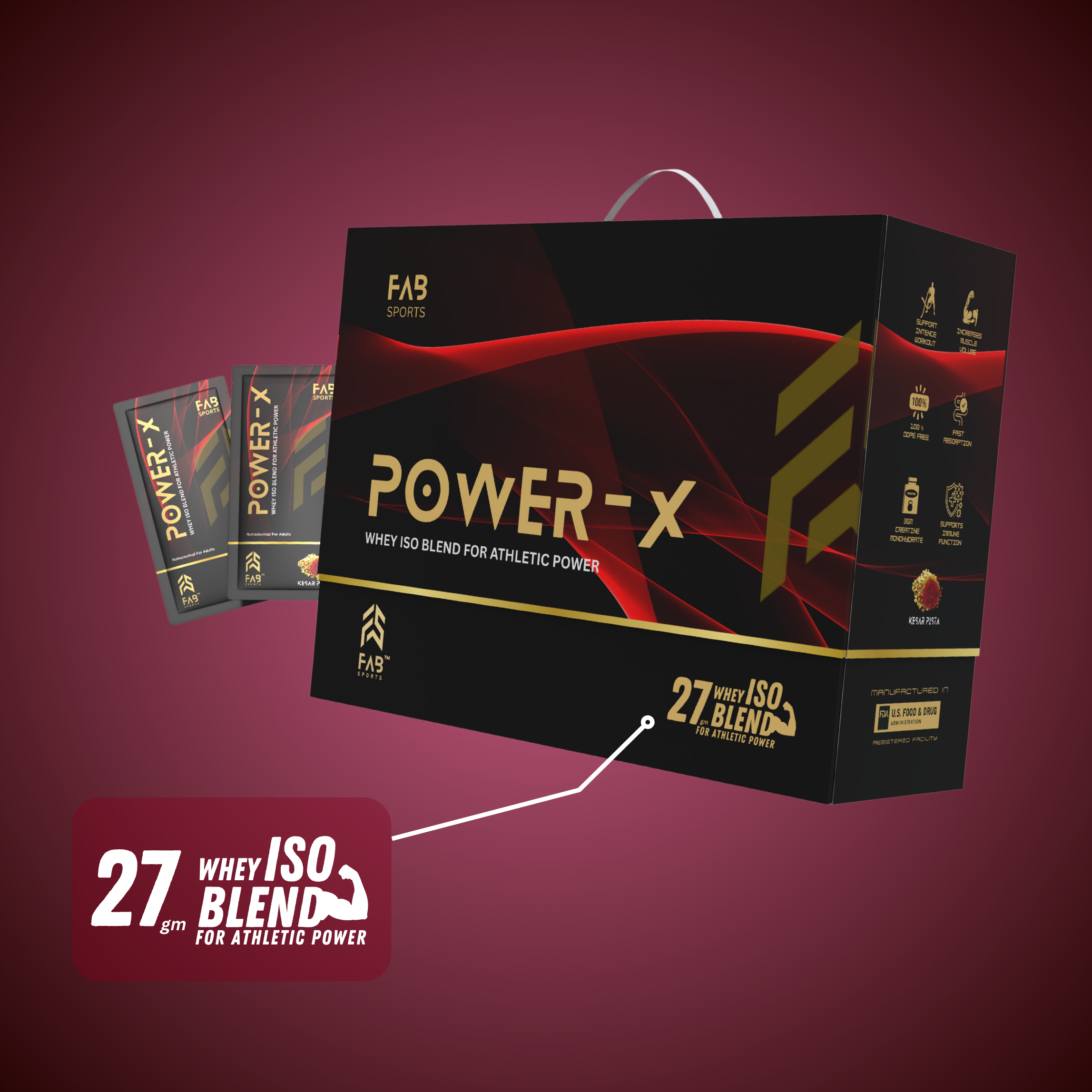 Power X – 27g Whey Isolate Blend Kesar Pista 60 Sachets