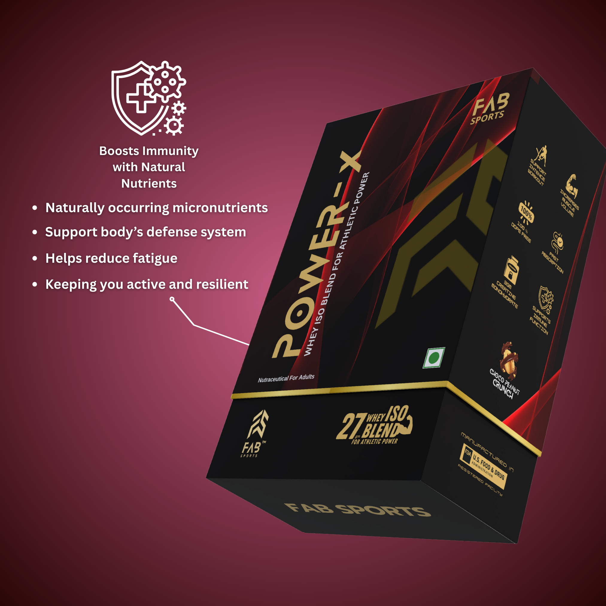 Power X – 27g Whey Isolate Blend Choco-Peanut Crunch 30 Sachets
