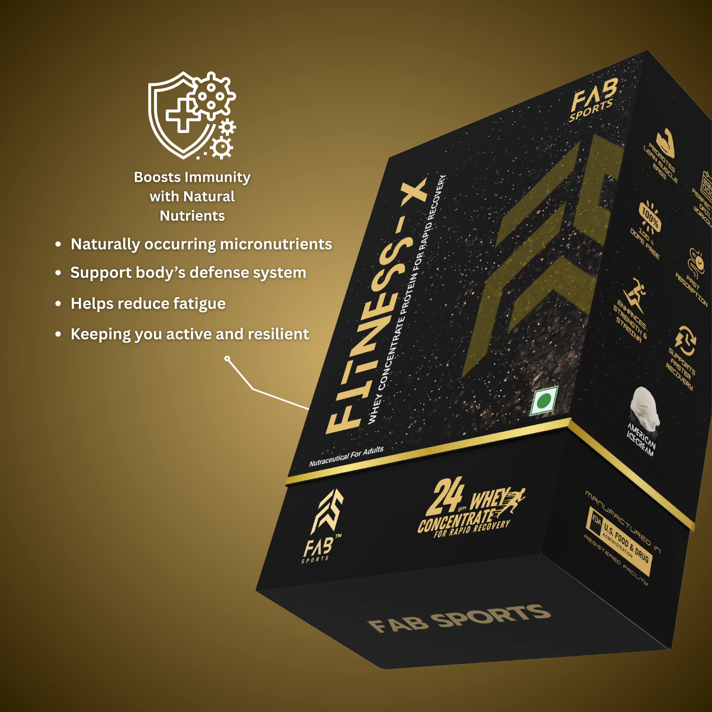 Fitness X – 24g Whey Protein Concentrate American Ice Cream 30 Sachets