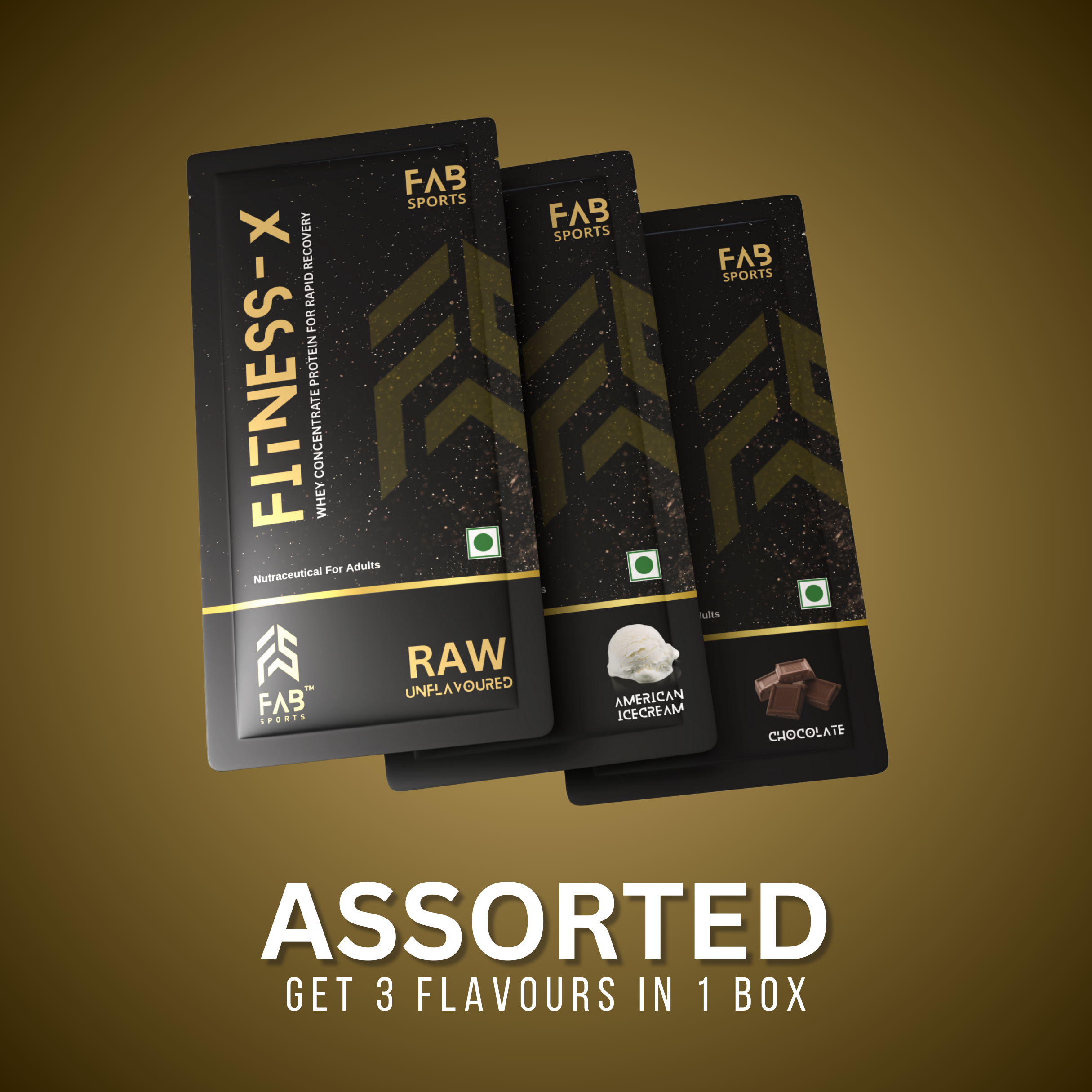 Fitness X Assorted Flavours Chocolate + American Icecream + Raw Unflavoured