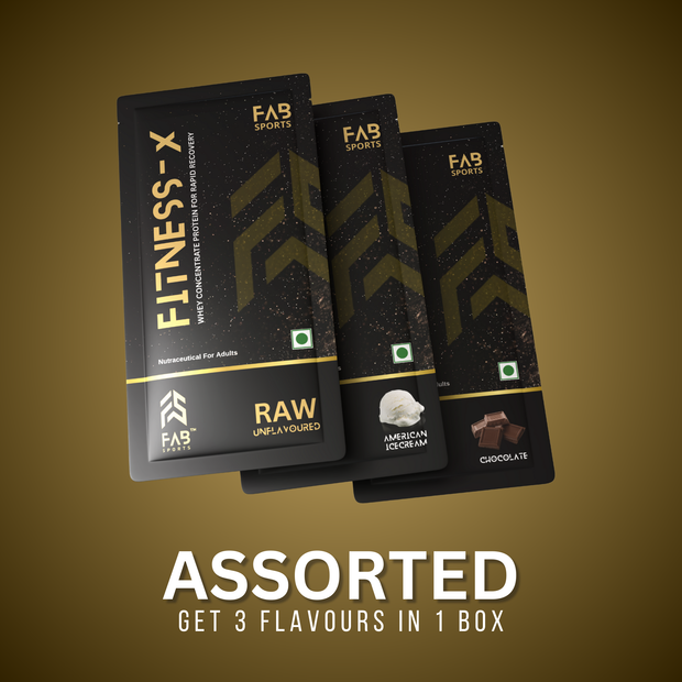 Fitness X Assorted Flavours Chocolate + American Icecream + Raw Unflavoured