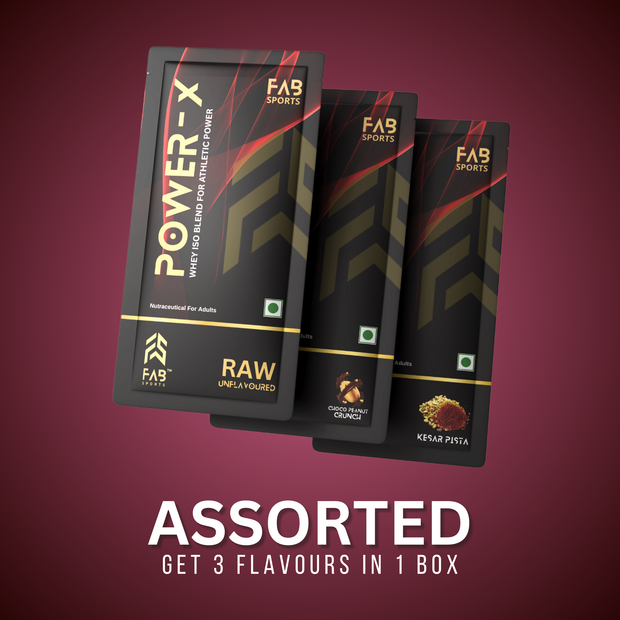 Power X –  Assorted Flavours Choco-Peanut Crunch + Kesar Pista + Raw Unflavoured