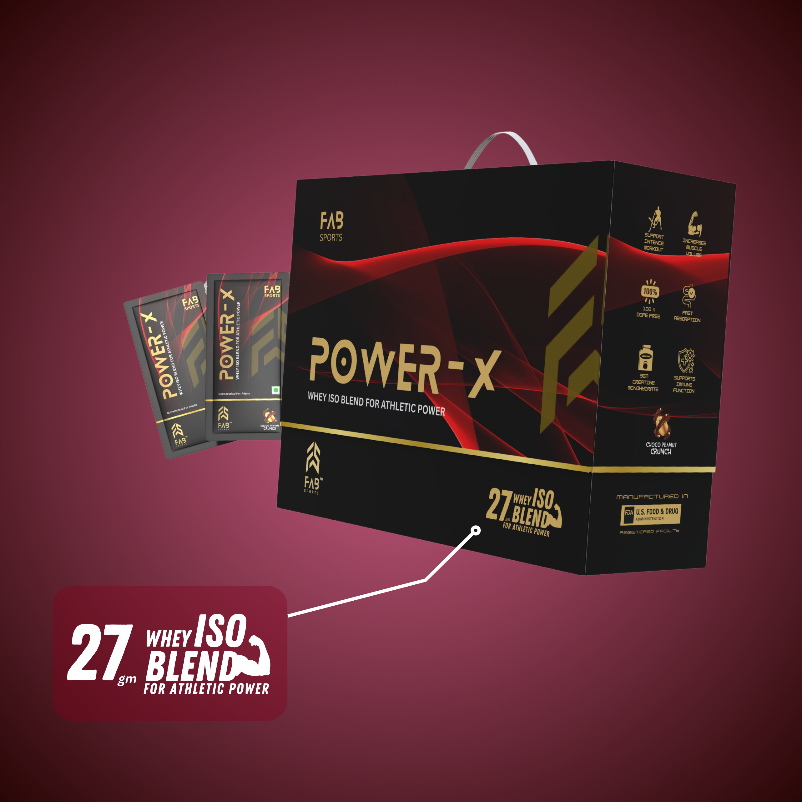 Power X – 27g Whey Isolate Blend Choco-Peanut Crunch 60 Sachets