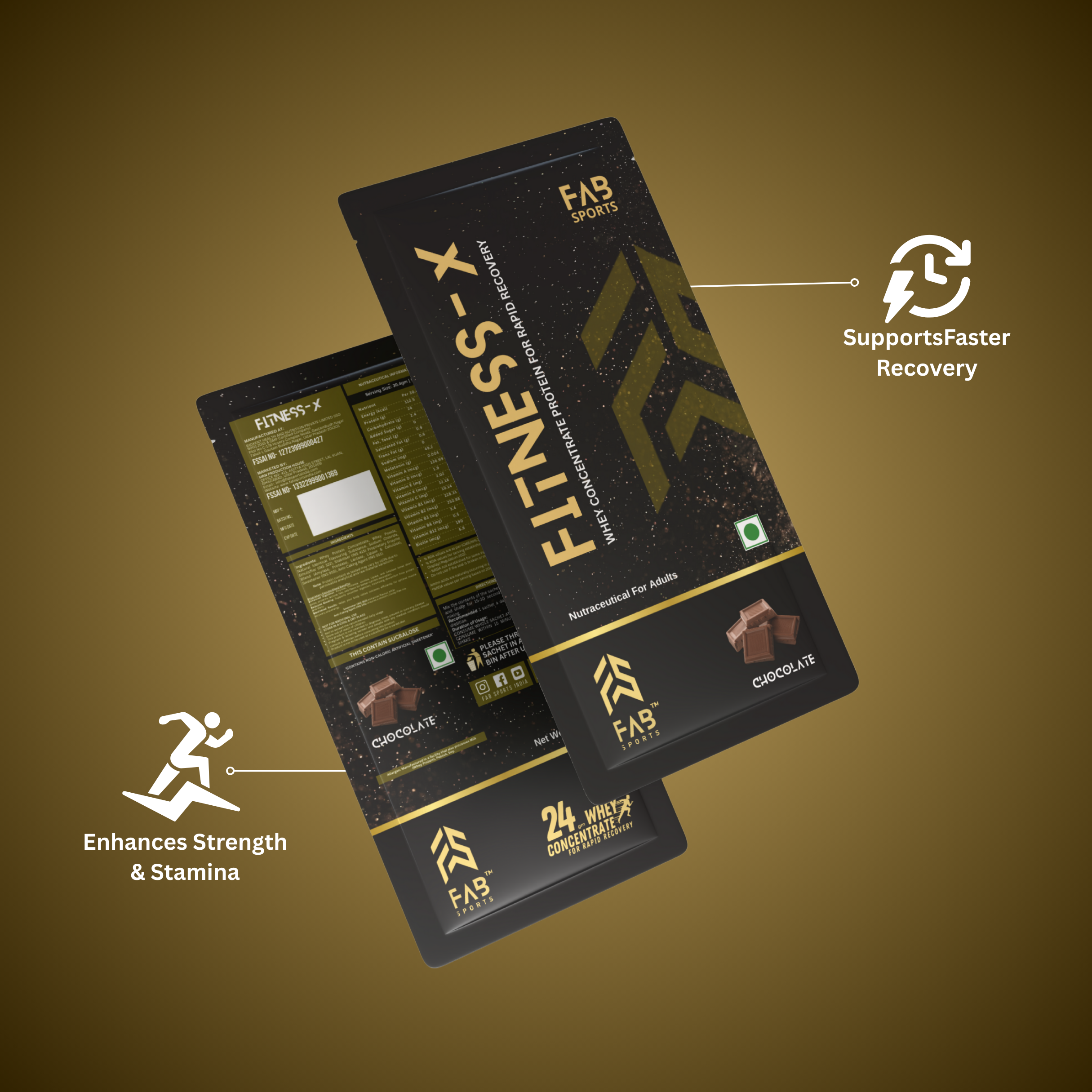 Fitness X –  24g Whey Concentrate Protein Chocolate 30 Sachets