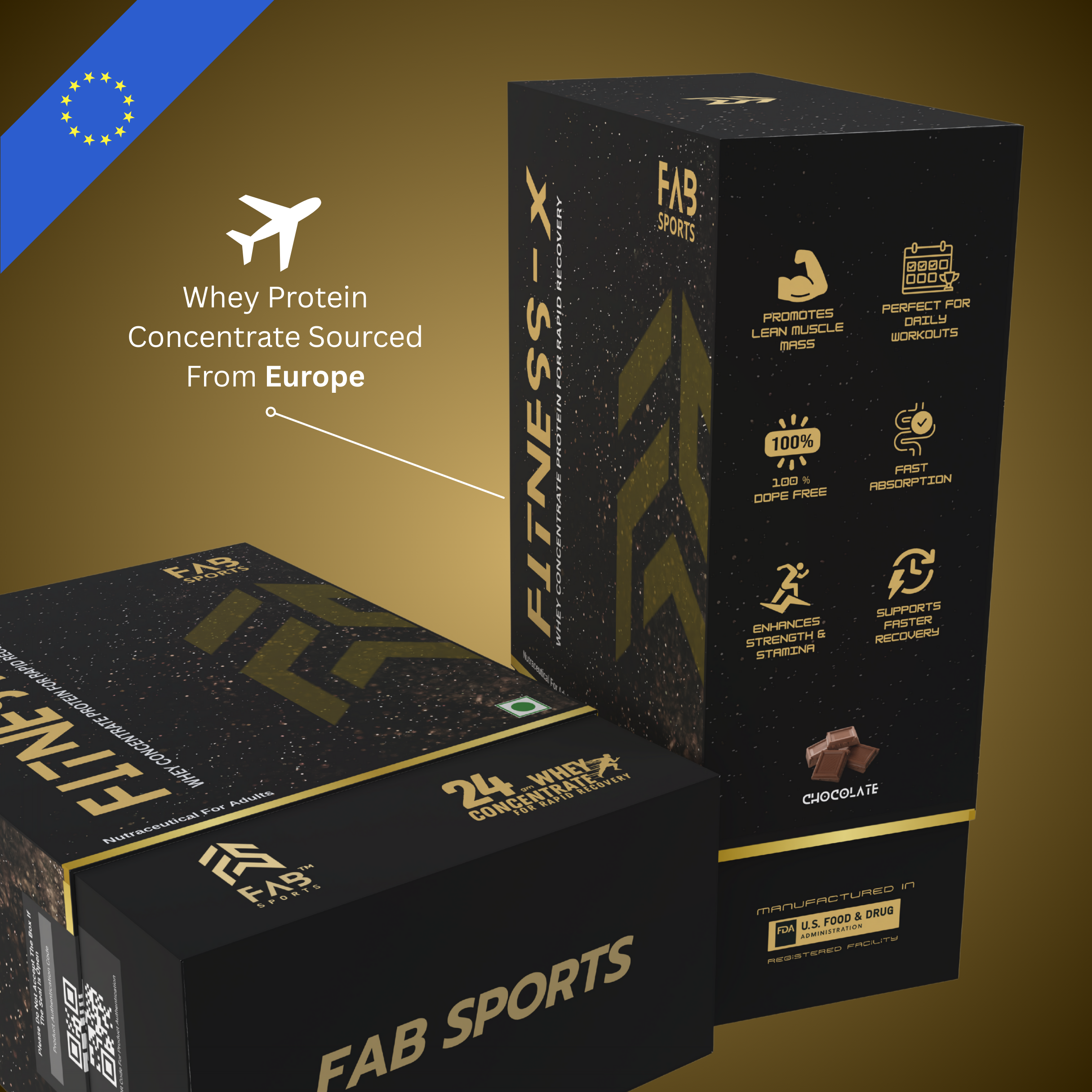 Fitness X –  24g Whey Concentrate Protein Chocolate 30 Sachets